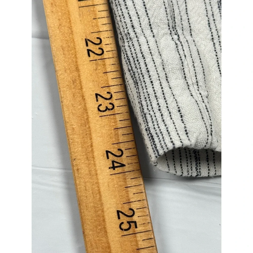 Banana Republic Hayden Stitch Pants 14 White Navy Blue Striped Linen Blend